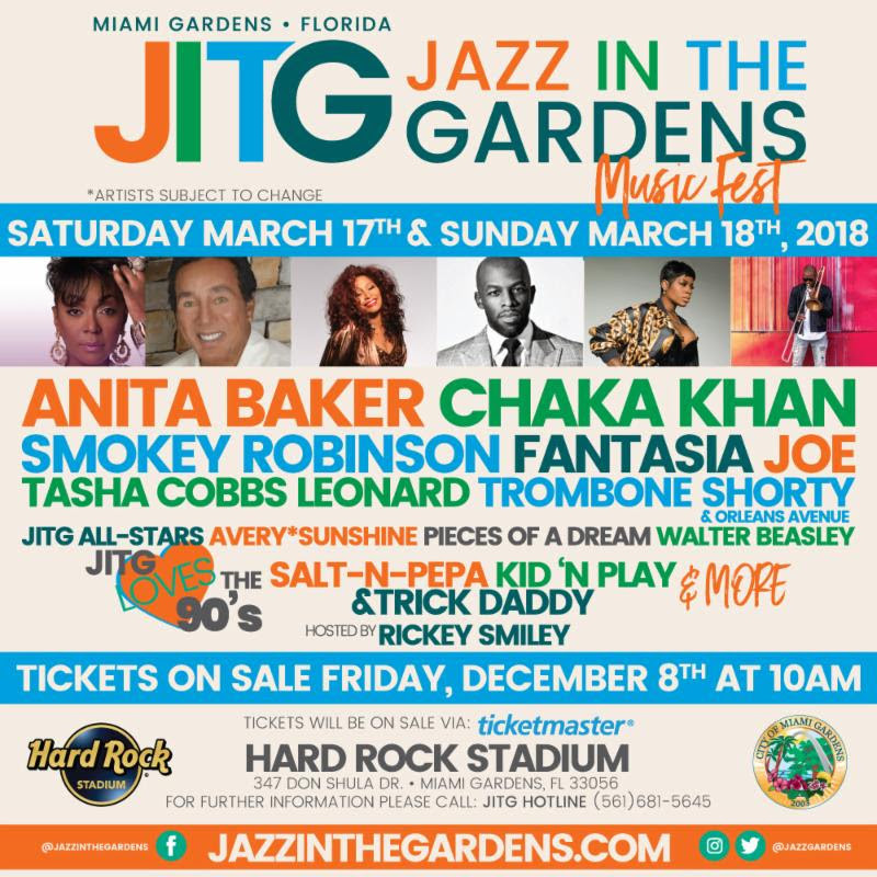 The 13th Annual Jazz In The Gardens Jitg Music Festival Line Up