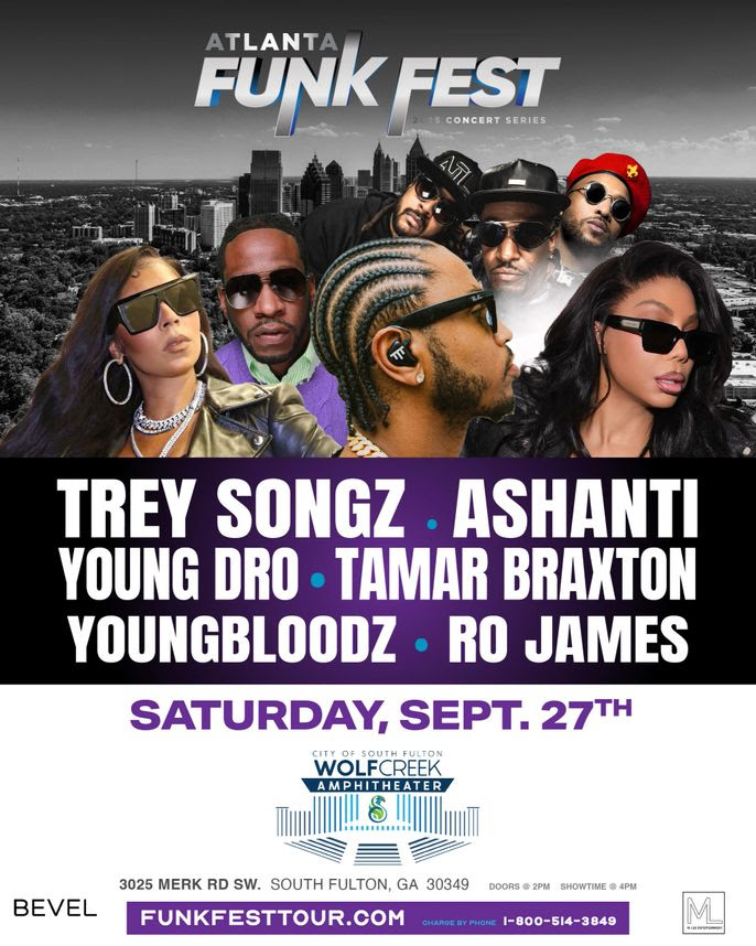 Concert poster featuring Trey Songz, Ashanti, and others on Sept 27.